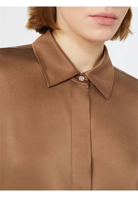 Max Mara Studio Women's MSTXERO Tan Leather Silk Satin Menswear Shirt Max Mara Studio |  | 2626116022600094
